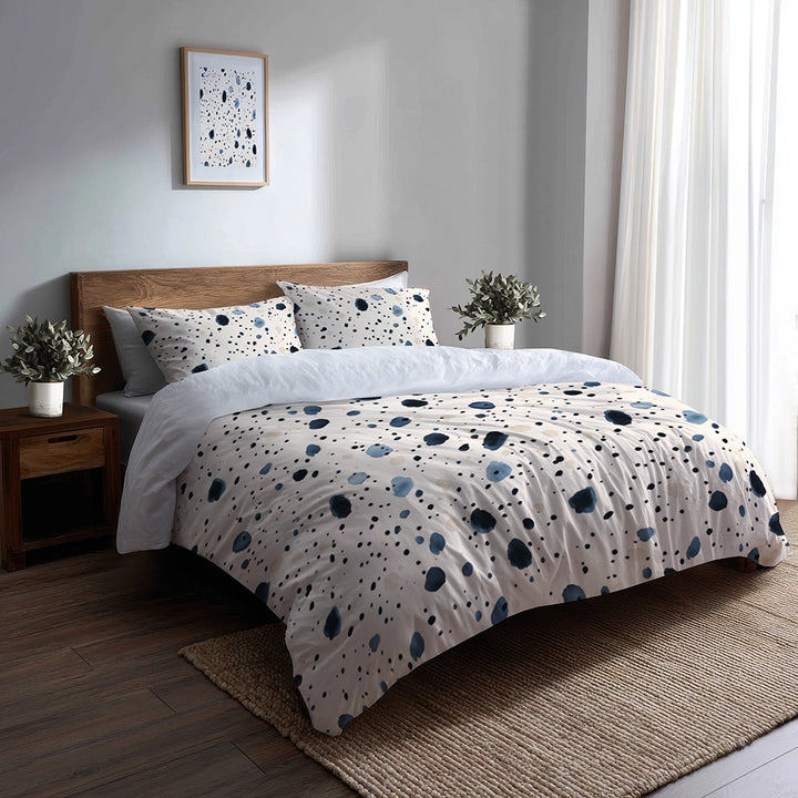 Modern Bedding Set - Blue And Cream Bubble Duvet Cover And Cushion Set