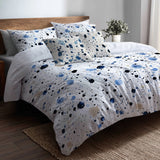 Abstract 5 Pcs Bedding Set - Blue And Cream Bubble Duvet Cover And Pillow Set