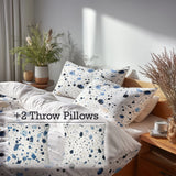 Abstract 5 Pcs Bedding Set - Blue And Cream Bubble Duvet Cover And Pillow Set