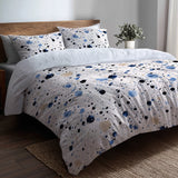 Abstract 5 Pcs Bedding Set - Blue And Cream Bubble Duvet Cover And Pillow Set
