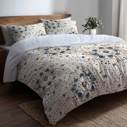 Modern Bedding Set 3 Pcs - Blue Beige Boho Mandala Duvet Cover Set