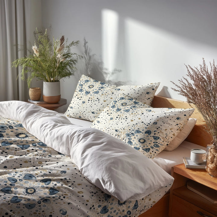 Modern Bedding Set 3 Pcs - Blue Beige Boho Mandala Duvet Cover Set