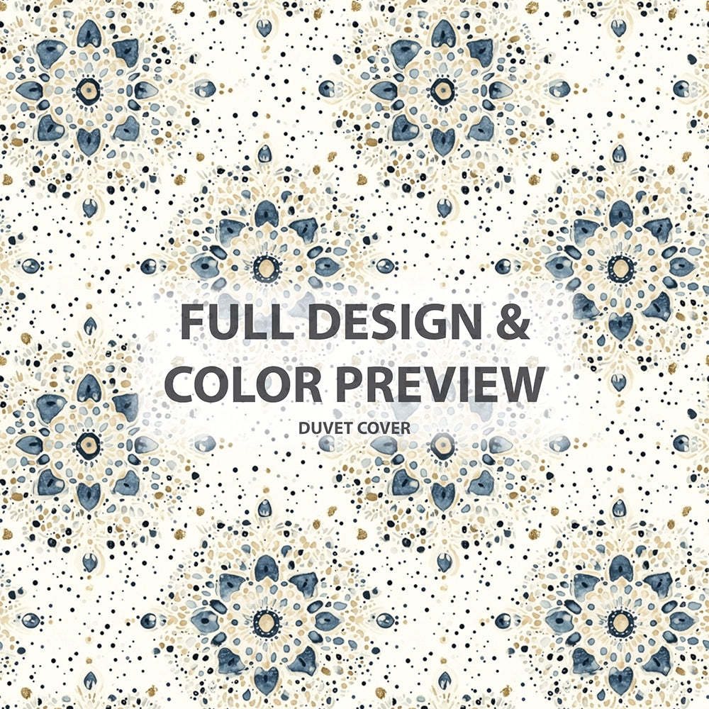 Modern Bedding Set 3 Pcs - Blue Beige Boho Mandala Duvet Cover Set