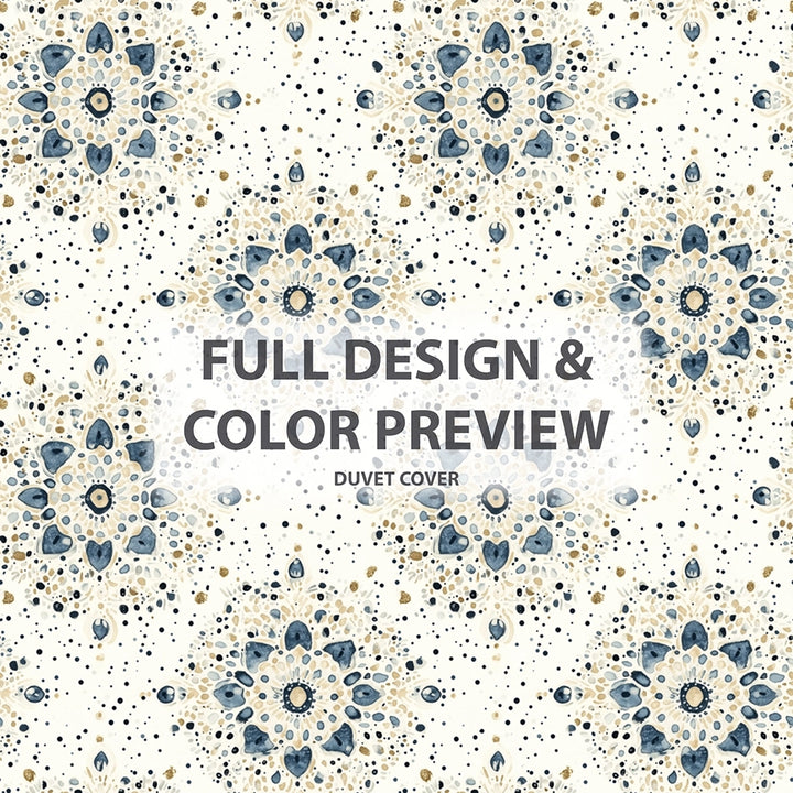 Modern Bedding Set 3 Pcs - Blue Beige Boho Mandala Duvet Cover Set