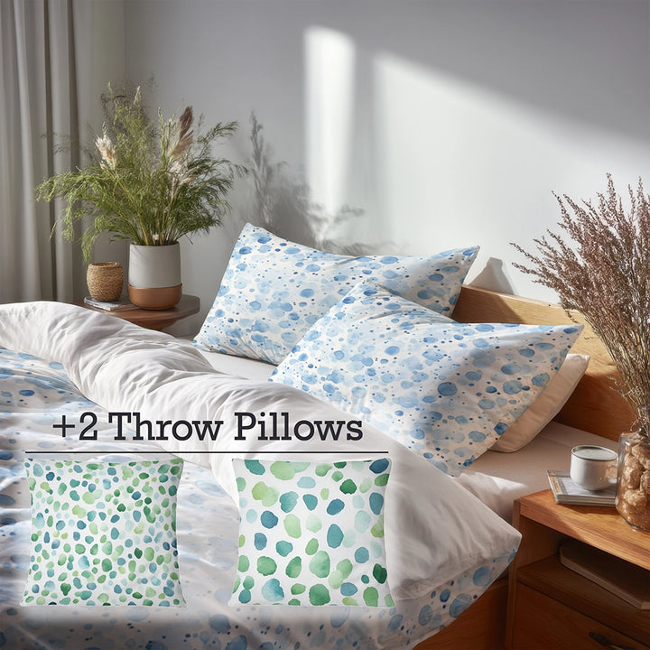 Modern Bedding Set - Blue Dot Ocean Duvet Cover And Cushion Set