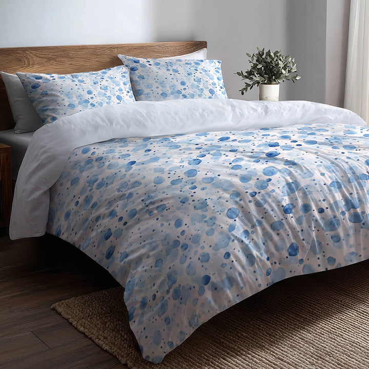 Modern Bedding Set - Blue Dot Ocean Duvet Cover And Cushion Set