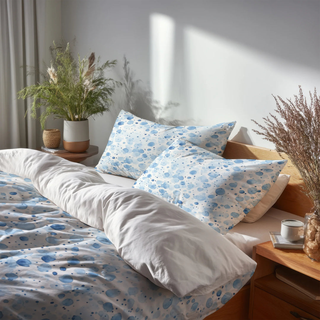 Modern Bedding Set - Blue Dot Ocean Duvet Cover And Cushion Set