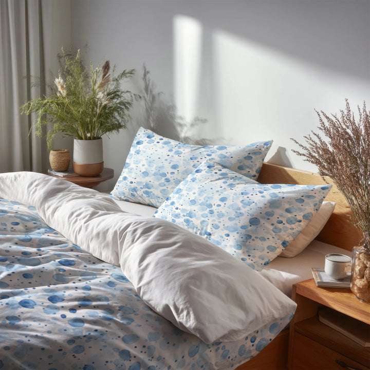 Modern Bedding Set - Blue Dot Ocean Duvet Cover And Cushion Set