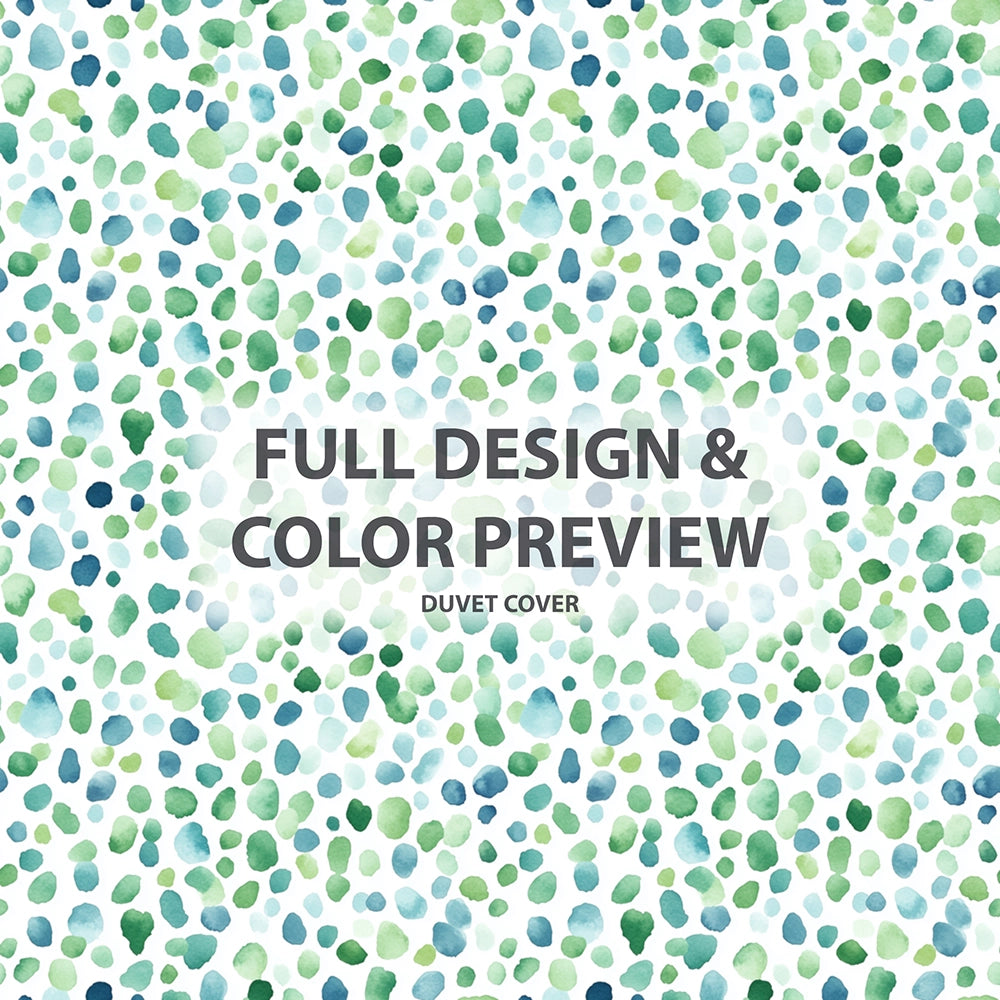 Abstract Duvet Cover Set of 3 - Green Wash Dot Bedding Set