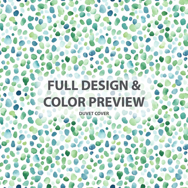 Abstract Duvet Cover Set of 3 - Green Wash Dot Bedding Set