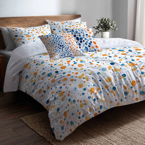 Modern Bedding Set - Orange Dot Ocean Duvet Cover And Cushion Set