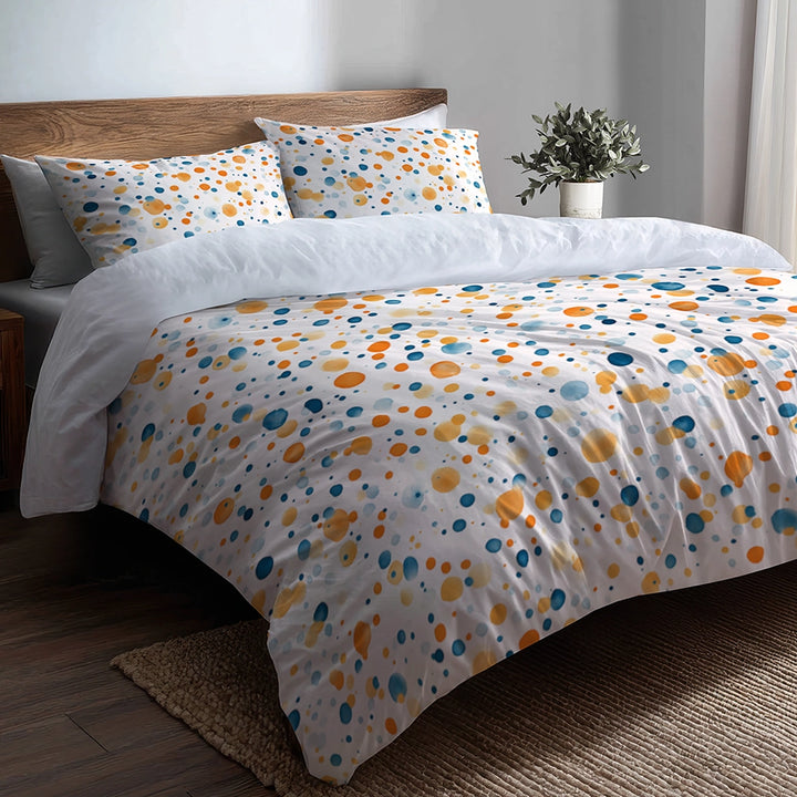 Modern Bedding Set - Orange Dot Ocean Duvet Cover And Cushion Set