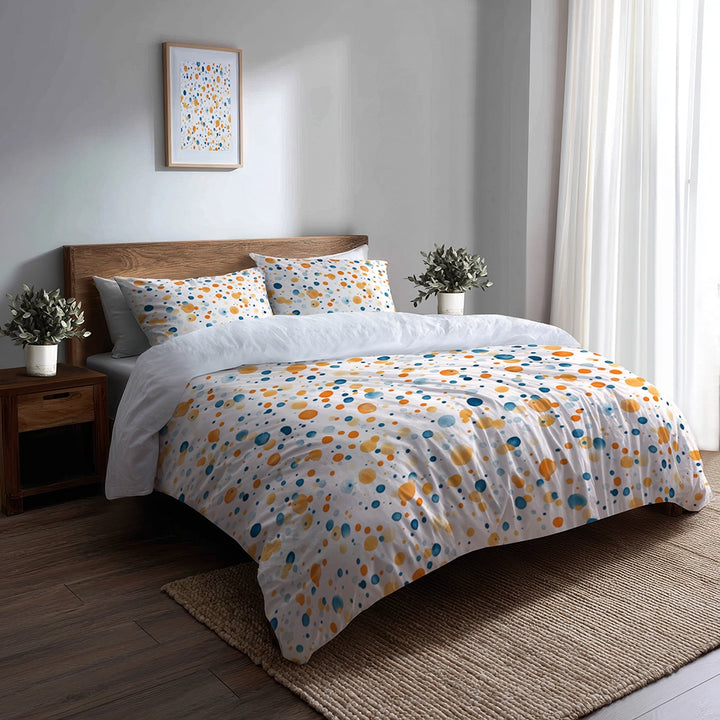 Modern Bedding Set - Orange Dot Ocean Duvet Cover And Cushion Set