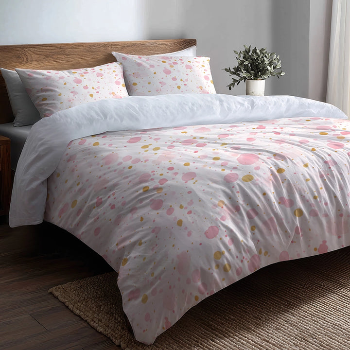 Modern Bedding Set 3 Pcs - Pink And Gold Dew Duvet Cover Set