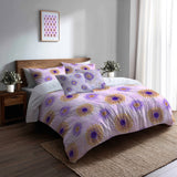 Abstract Duvet Cover Set of 5 - Purple And Gold Boho Mandala Bedding And Throw Pillow Set