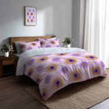 Abstract Duvet Cover Set of 5 - Purple And Gold Boho Mandala Bedding And Throw Pillow Set