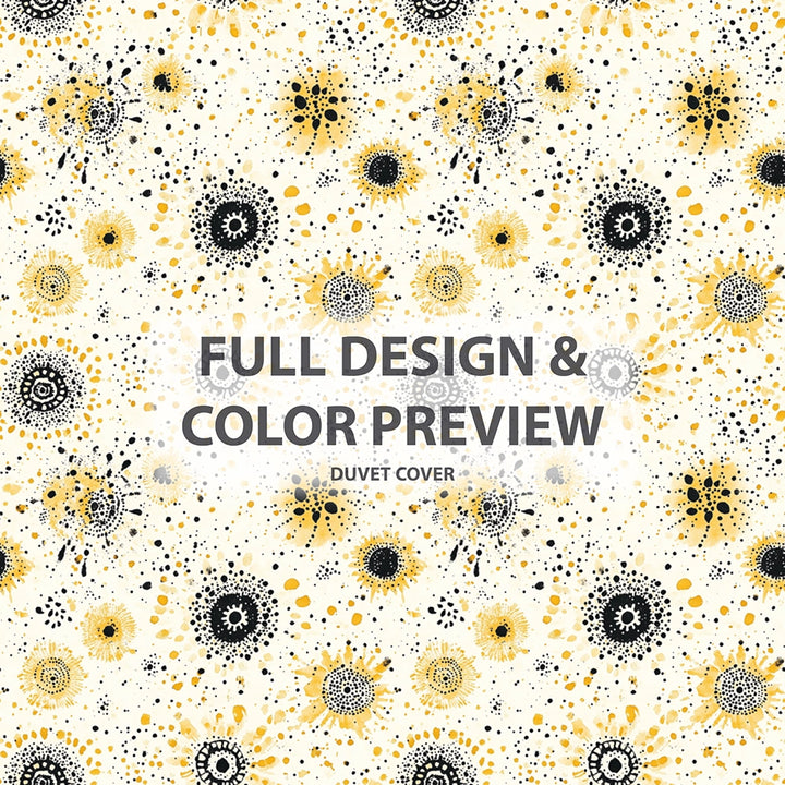 Modern Bedding Set - Yellow And Black Boho Mandala Duvet Cover And Cushion Set