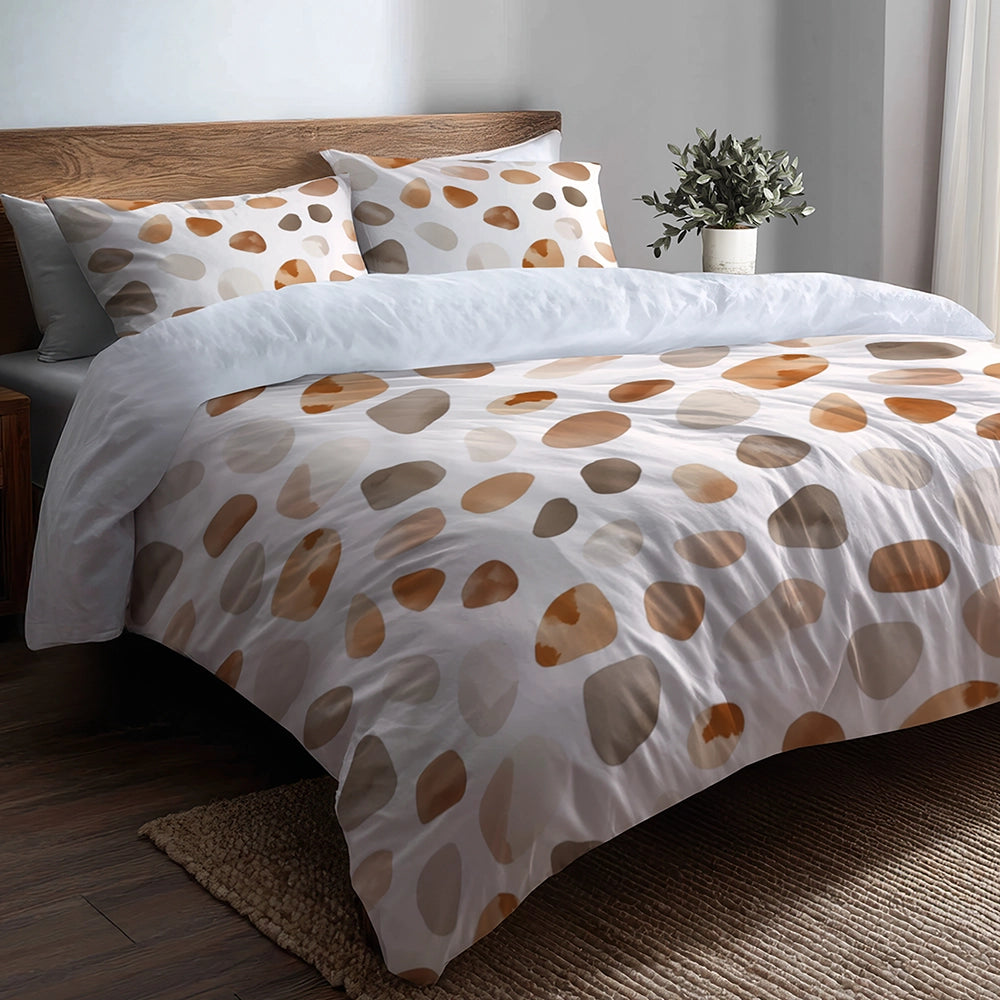 Modern Bedding Set of 5 - Soft Clay Stone Duvet Cover And Throw Cushion Set