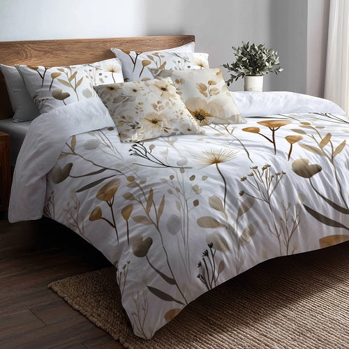 French Country Bedding Set - Sand Garden Flowers Duvet Cover And Cushion Set