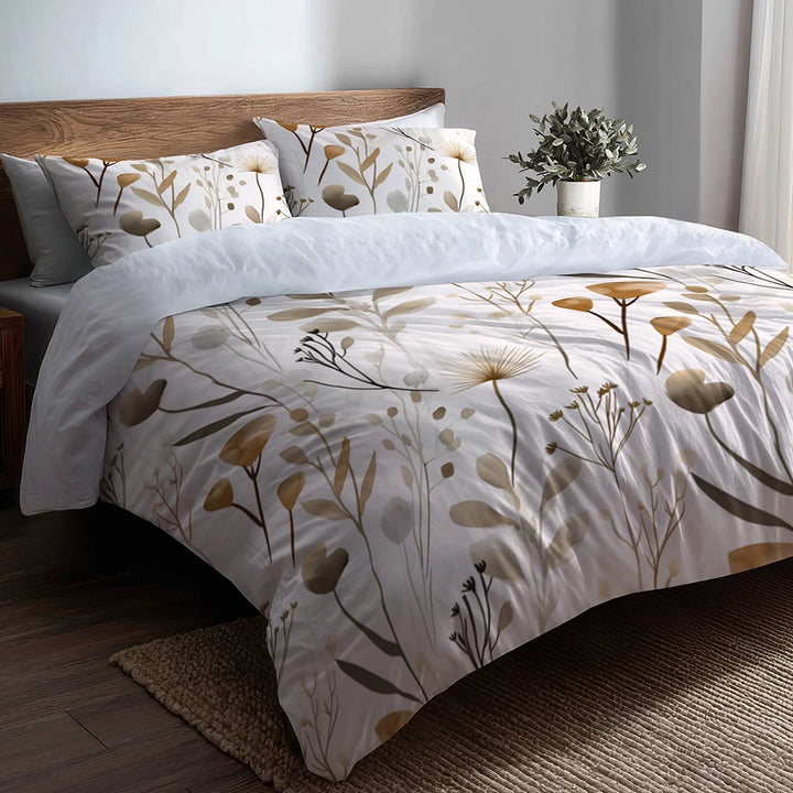 French Country Bedding Set - Sand Garden Flowers Duvet Cover And Cushion Set