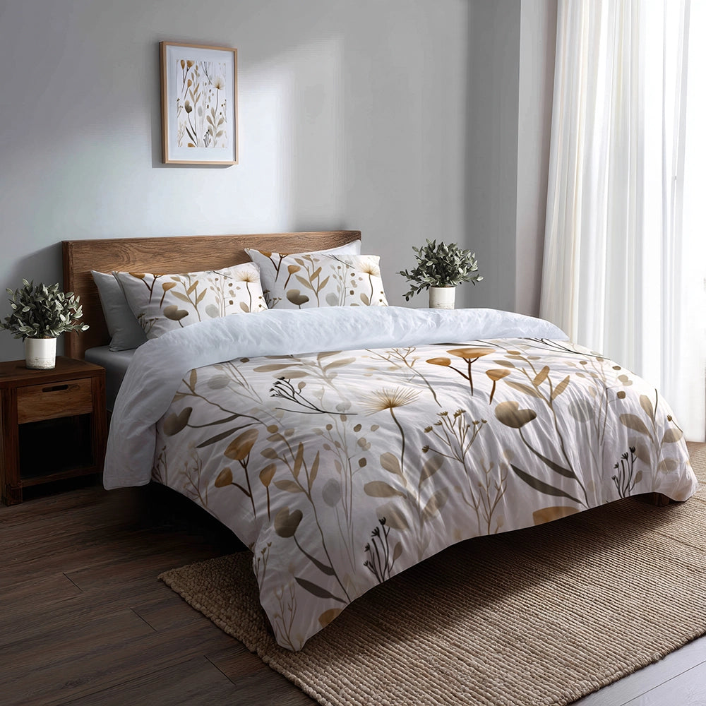 French Country Bedding Set - Sand Garden Flowers Duvet Cover And Cushion Set