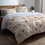 French Country Bedding Set of 5 - Sand Bloom Flowers Duvet Cover And Throw Cushion Set