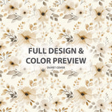 French Country Bedding Set of 5 - Sand Bloom Flowers Duvet Cover And Throw Cushion Set