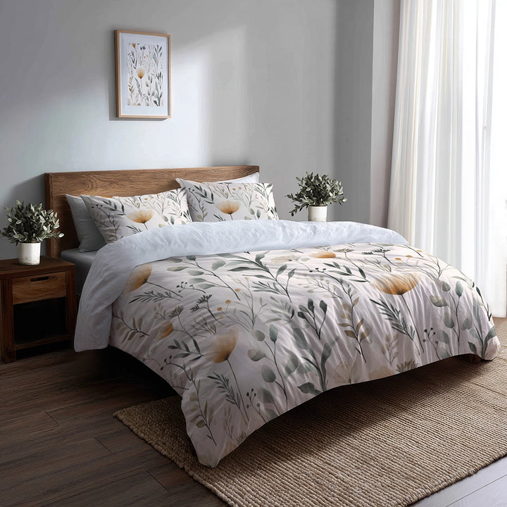 Country / Farmhouse 3 Pcs Bedding Set - Soft Prairie Cottage Duvet Cover with Shams