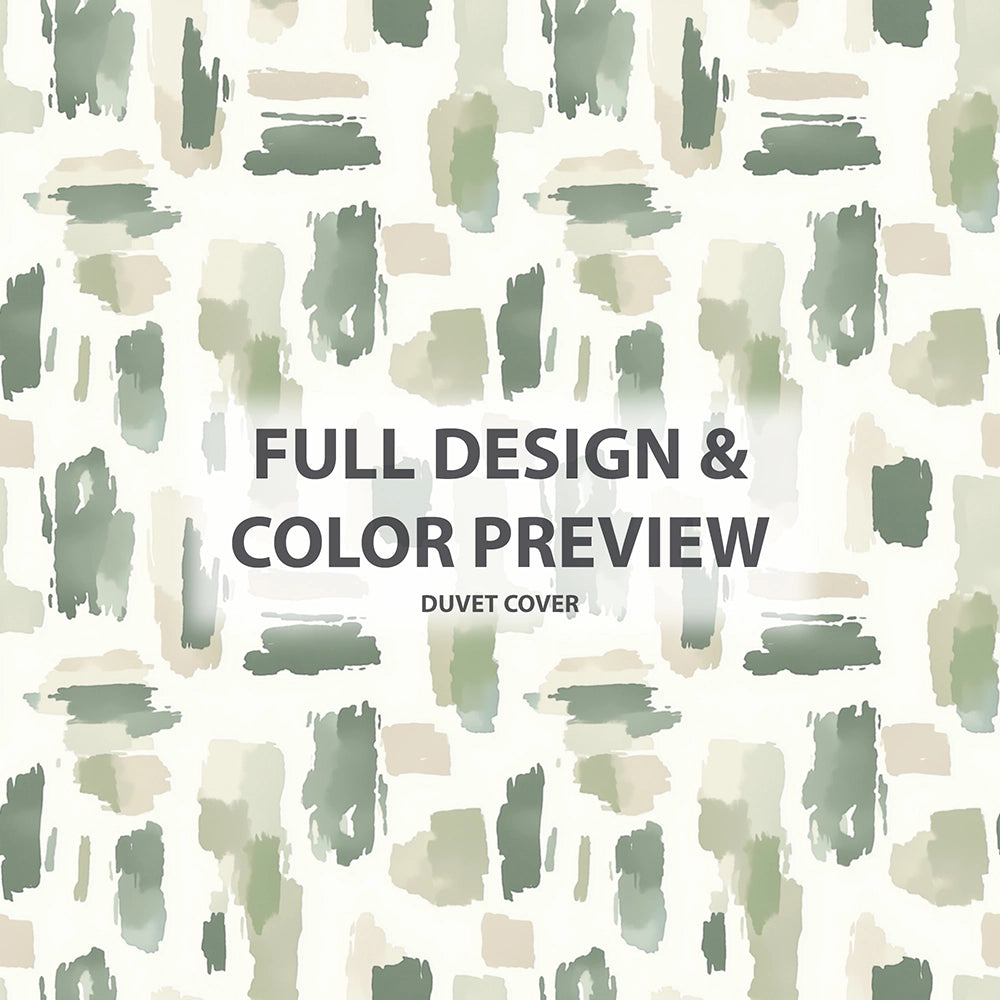 Abstract Duvet Cover Set of 3 - Cream Sage Bedding Set