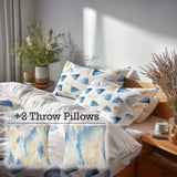 Abstract Bedding Set 5 Pcs - Soft Delta Duvet Cover And Throw Pillow Set