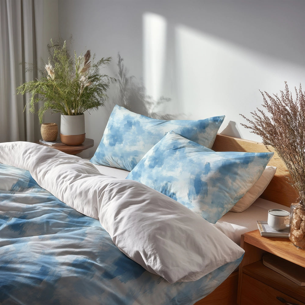 Modern Bedding Set 3 Pcs - Blue Grain Duvet Cover Set