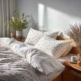 Modern Bedding Set of 5 - Micro Dashes Colorful Duvet Cover And Throw Cushion Set