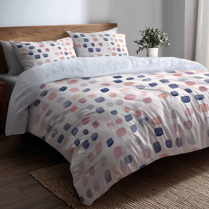 Modern Bedding Set 3 Pcs - Geometric Pastel Stone Duvet Cover Set