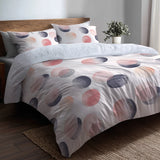 Modern Bedding Set of 3 - Pink Dot Calm Grid Duvet Cover with Shams