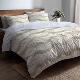 Dots Bedding Set - Wave Dot Olive Cream Duvet Cover Set