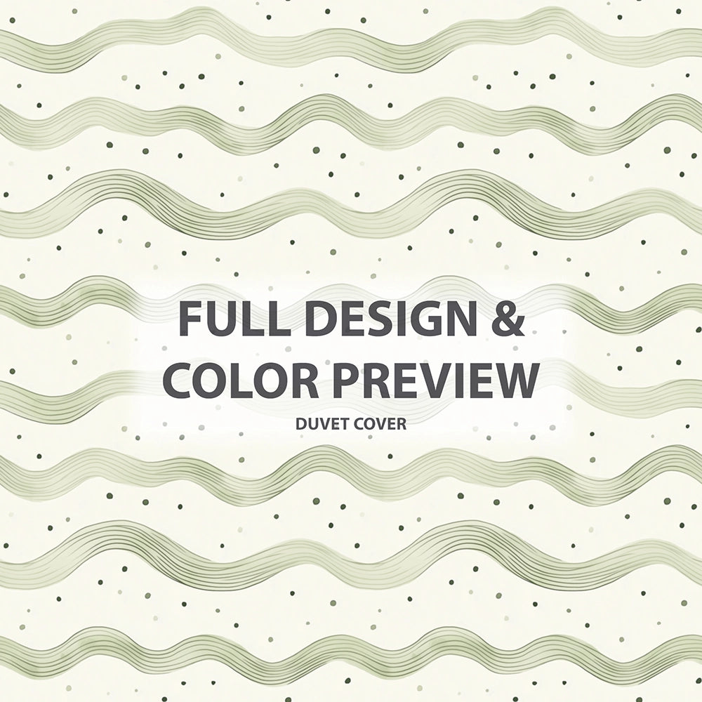 Dots Bedding Set - Wave Dot Olive Cream Duvet Cover Set
