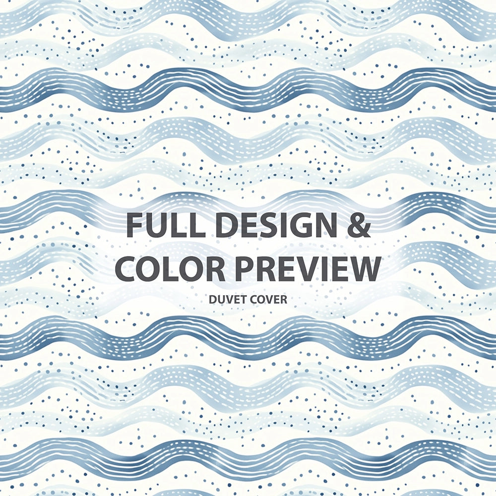 Coastal Bedding Set - Dotted Wave Coastal Duvet Cover And Cushion Set