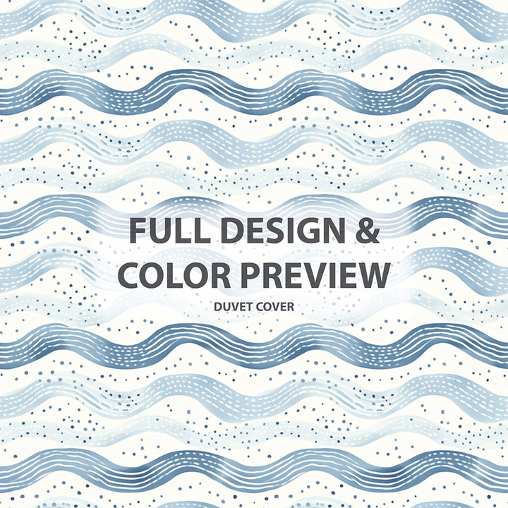 Coastal Bedding Set - Dotted Wave Coastal Duvet Cover And Cushion Set