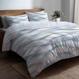 Abstract Duvet Cover Set of 5 - Wavy Line Bluesage Bedding And Throw Pillow Set