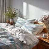 Abstract Duvet Cover Set of 5 - Wavy Line Bluesage Bedding And Throw Pillow Set