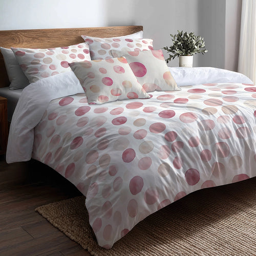 French Country Bedding Set of 5 - Circle Breeze Rose Beige Duvet Cover And Throw Cushion Set