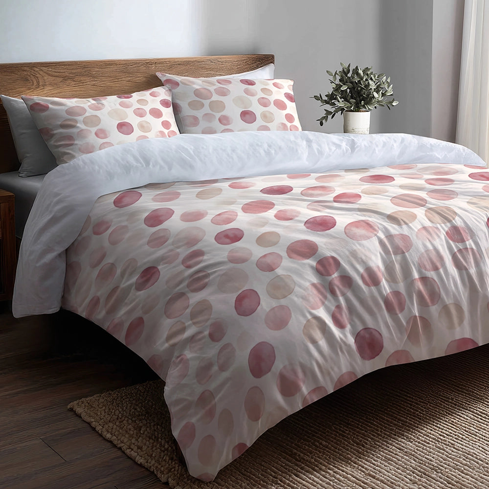 French Country Bedding Set of 5 - Circle Breeze Rose Beige Duvet Cover And Throw Cushion Set