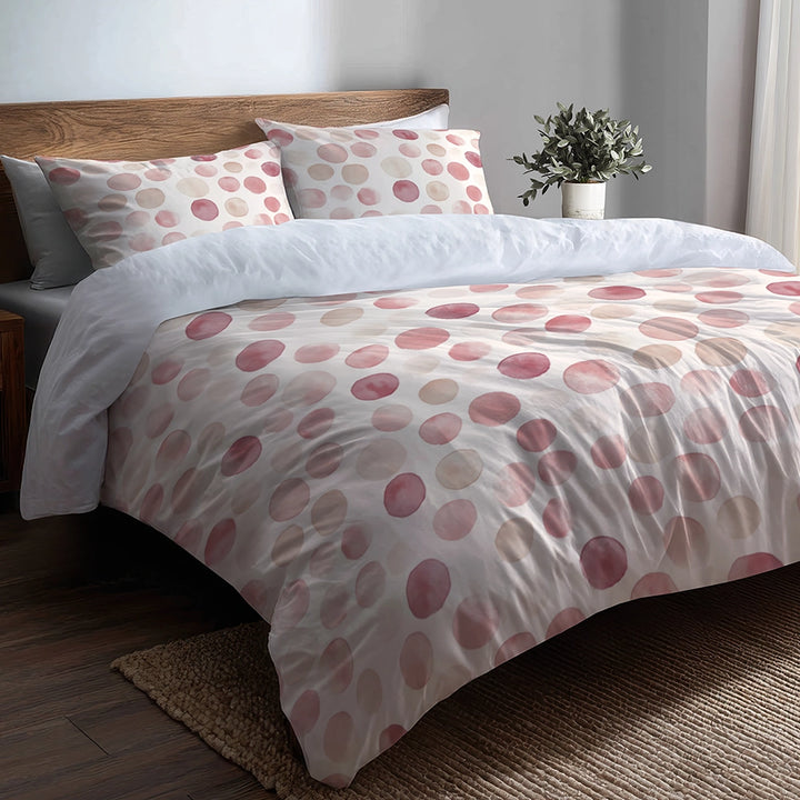 French Country Bedding Set of 5 - Circle Breeze Rose Beige Duvet Cover And Throw Cushion Set