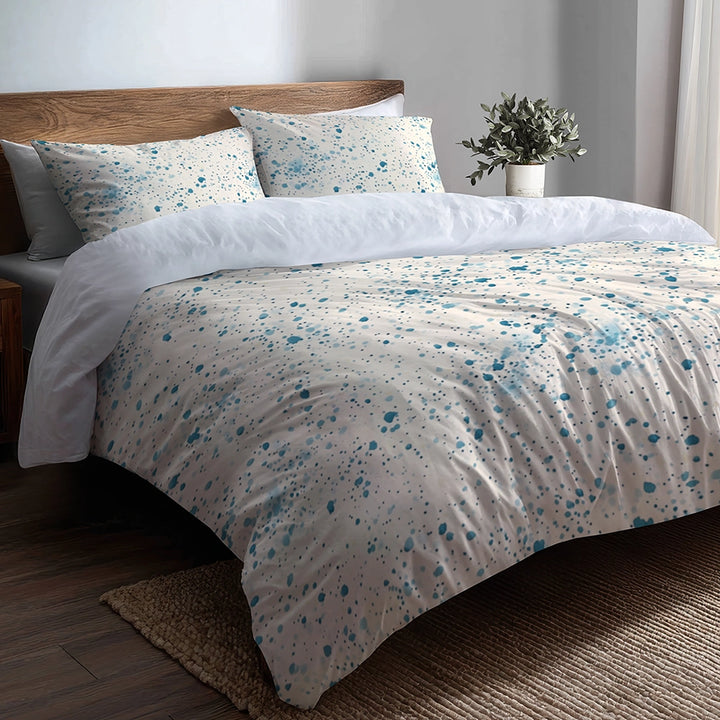 Coastal Bedding Set 3 Pcs - Dash Flow Skyivory Duvet Cover Set