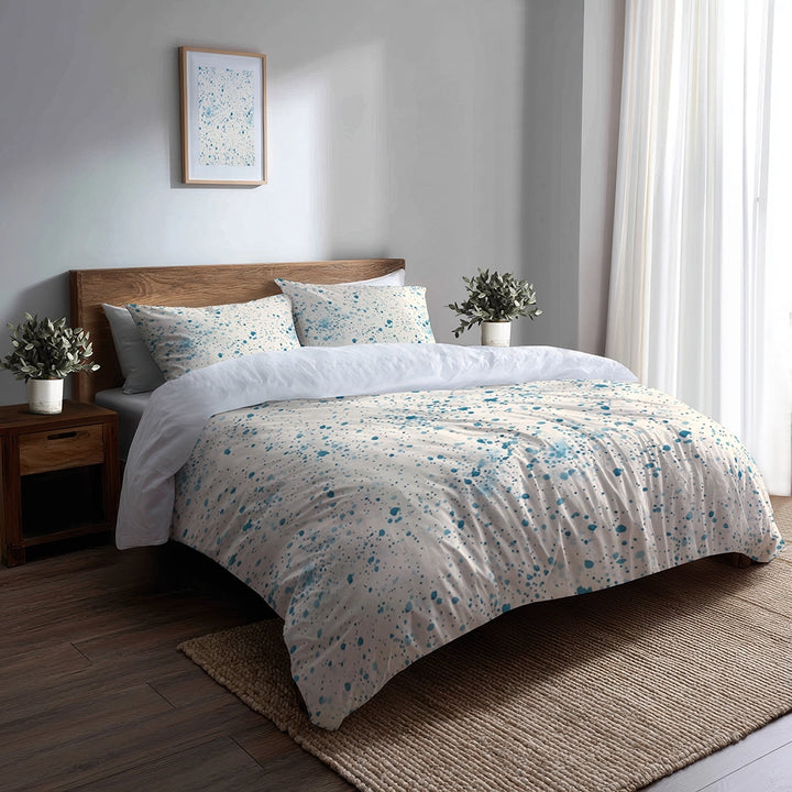 Coastal Bedding Set 3 Pcs - Dash Flow Skyivory Duvet Cover Set