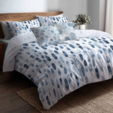 Modern Bedding Set of 5 - Dash Flow Silver Blue Duvet Cover And Throw Pillow Set