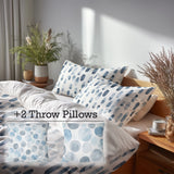 Modern Bedding Set of 5 - Dash Flow Silver Blue Duvet Cover And Throw Pillow Set