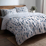 Modern Bedding Set of 5 - Dash Flow Silver Blue Duvet Cover And Throw Pillow Set