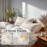 Abstract 5 Pcs Bedding Set - Beige Lines Duvet Cover And Pillow Set