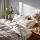 Abstract 5 Pcs Bedding Set - Beige Lines Duvet Cover And Pillow Set